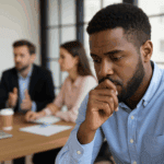 Person feeling uncertain and hesitant to move forward due to lack of confidence.